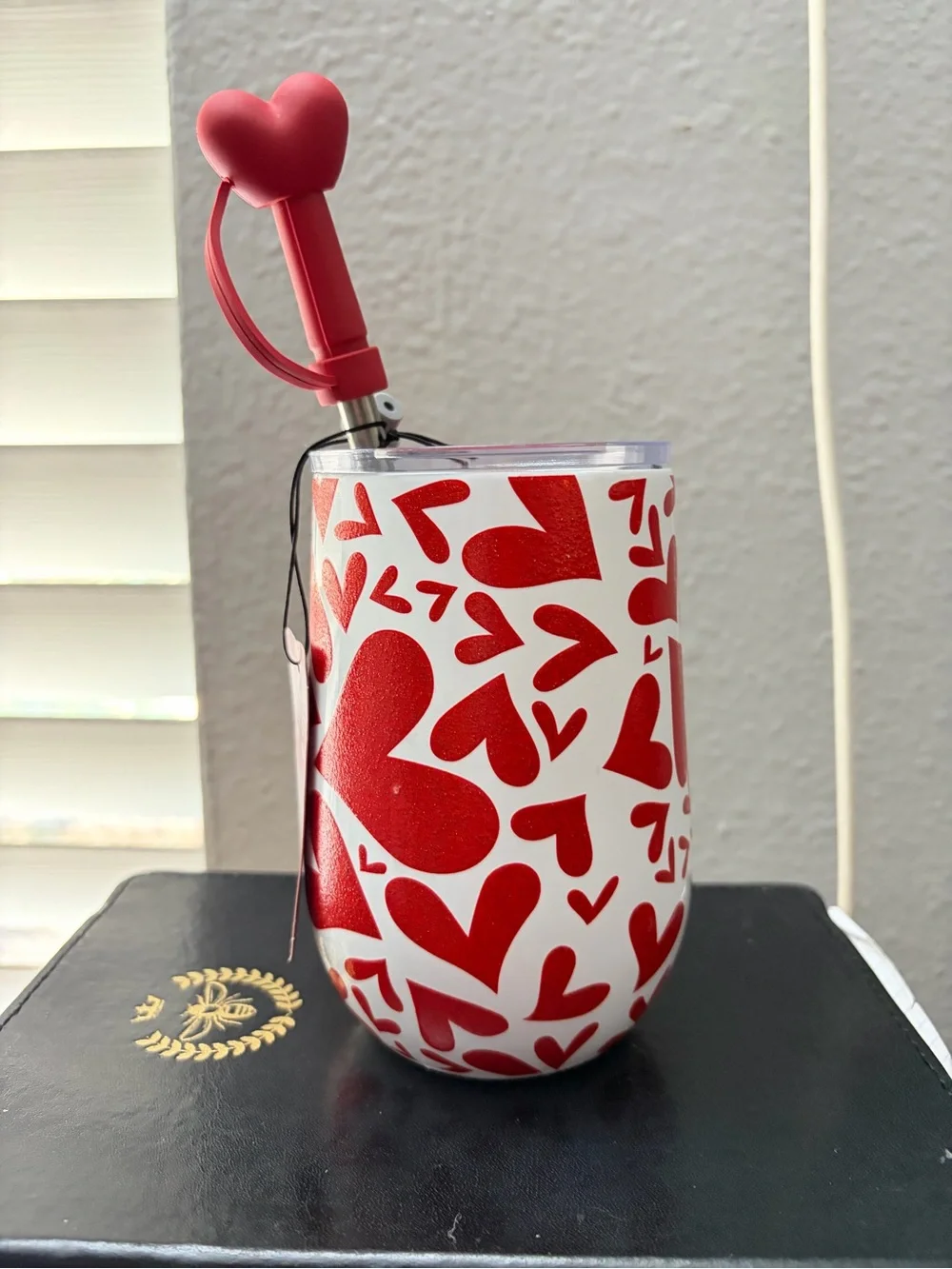 New Red Heart Pattern Insulated Tumbler - Home Party Supplies